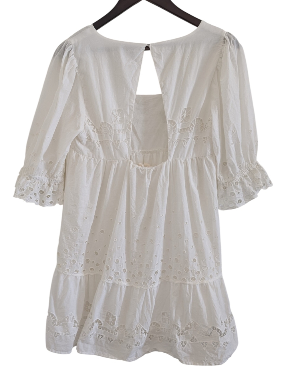 Anthropologie Forever That Girl Boho Eyelet Cutout Mini Dress Small Petite - Picture 3 of 6